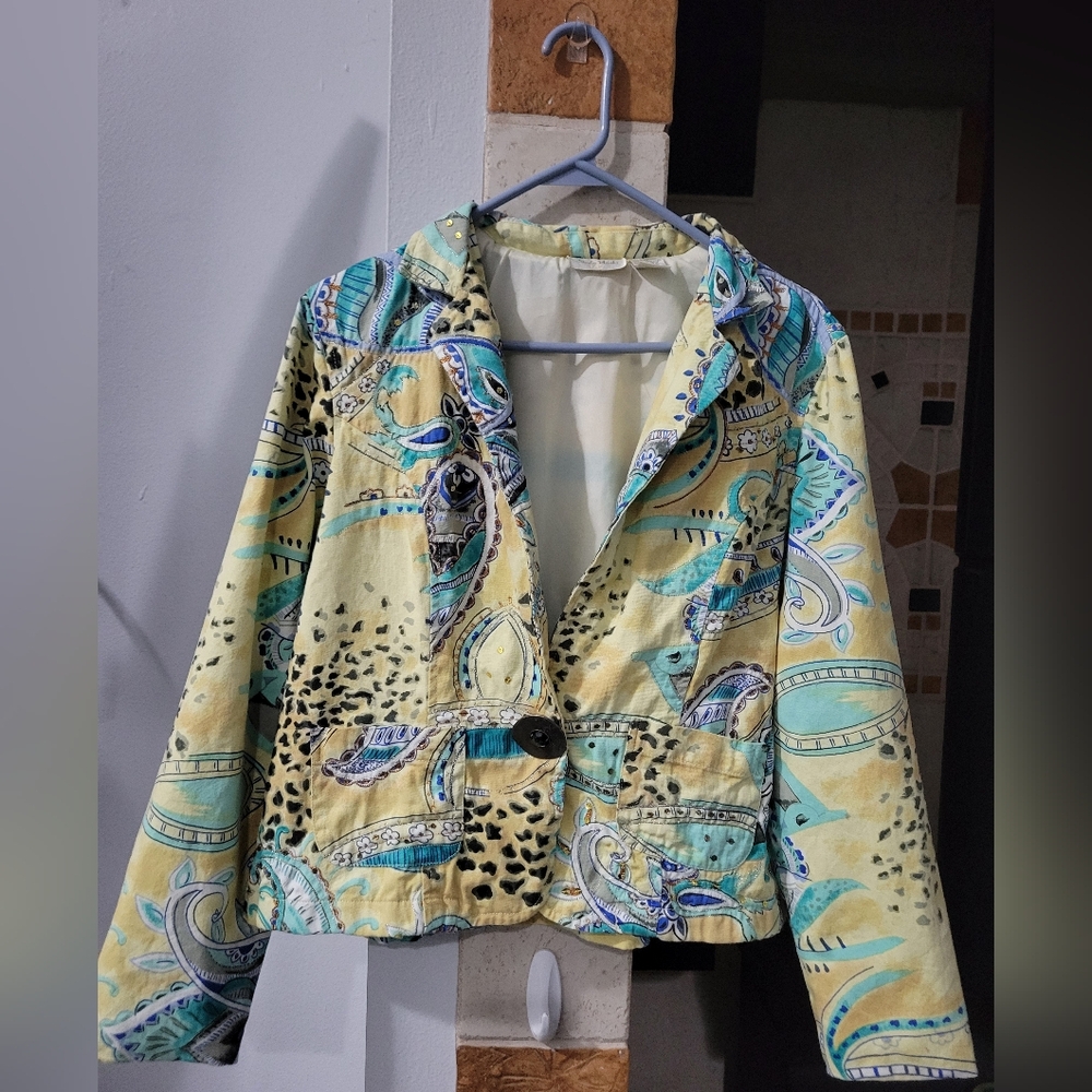 VTG Studio Works Paisley Jacket Yellow and Blue, Black, Teal & White Blazer